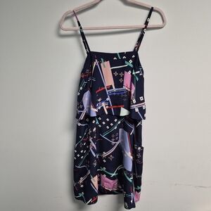 MARCS Navy Sundress with Pastel Pink, Mint & Lavender Geometric Print